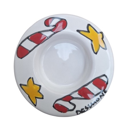 Portalumino candela tealight tondo Folk Natale Ceramiche De Simone Portalumino candela tealight tondo Folk Natale Ceramiche De Simone